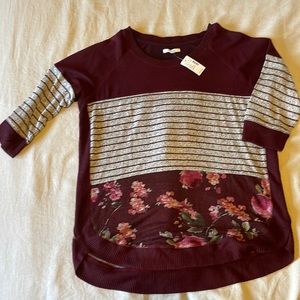 3/4 sleeve sweater. Floral/stripped/solid